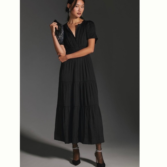 NWT Anthropologie The Somerset Silky Maxi Dress in Black size S - Picture 7 of 16